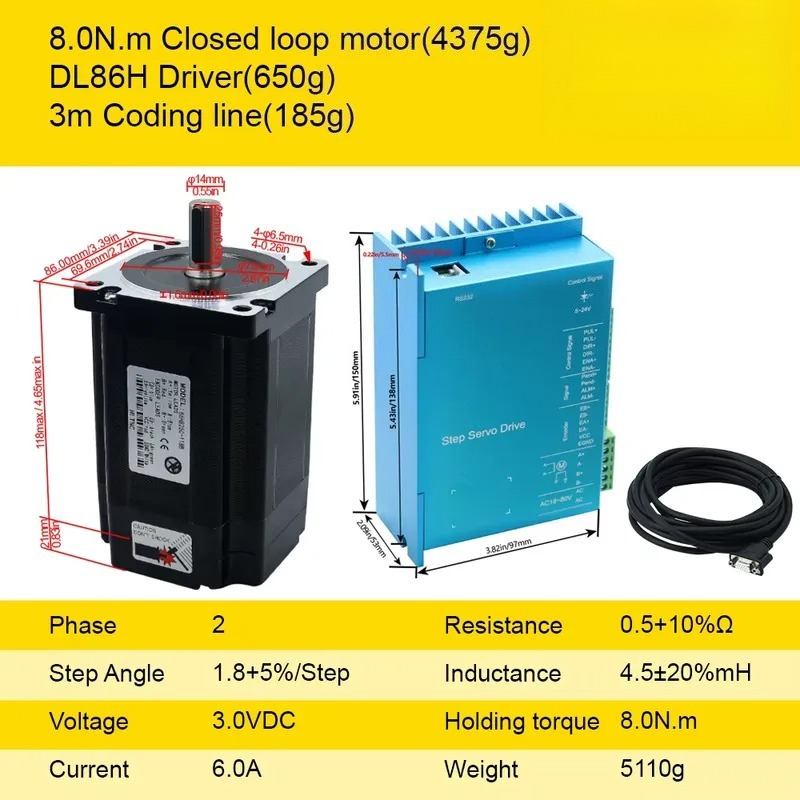 Conjunto de Motor de Passo de  - Hybrid Servo Driver Nema 34 8.5Nm avaliação e preço