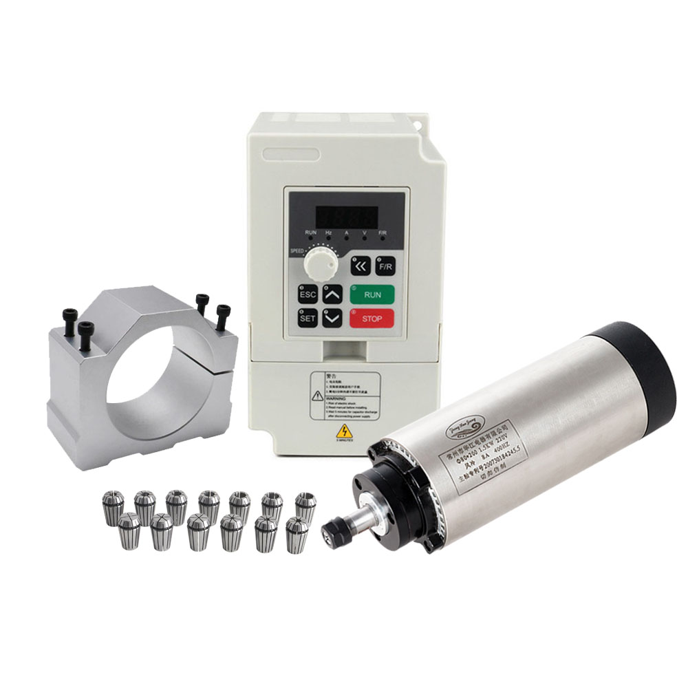 Kit de motor de eixo CNC 80MM  - Air Cooled 1.5Kw Spindle Motor Inverter 110V avaliação e preço